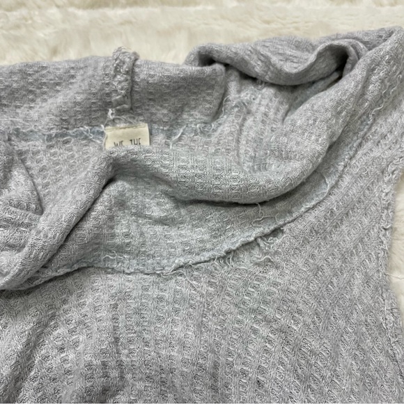 Free People Grey Waffle Knit Cowl Neck Tank Sz XS - Picture 3 of 6